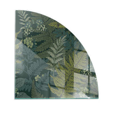 Placa de vidrio para chimenea de cuarto de círculo Patrones de plantas con mariposas