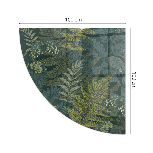 Placa de vidrio para chimenea de cuarto de círculo Patrones de plantas con mariposas