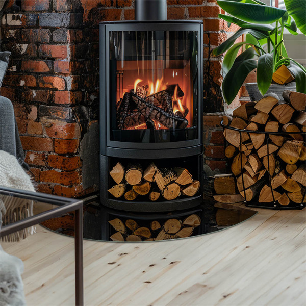 Placa de protección para estufa de cuarto de círculo Color negro