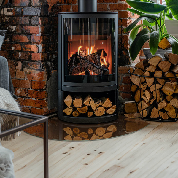 Placa de protección para estufa de cuarto de círculo Color marrón