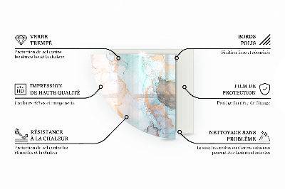 Placa de vidrio para chimenea de cuarto de círculo Color: Azul oscuro