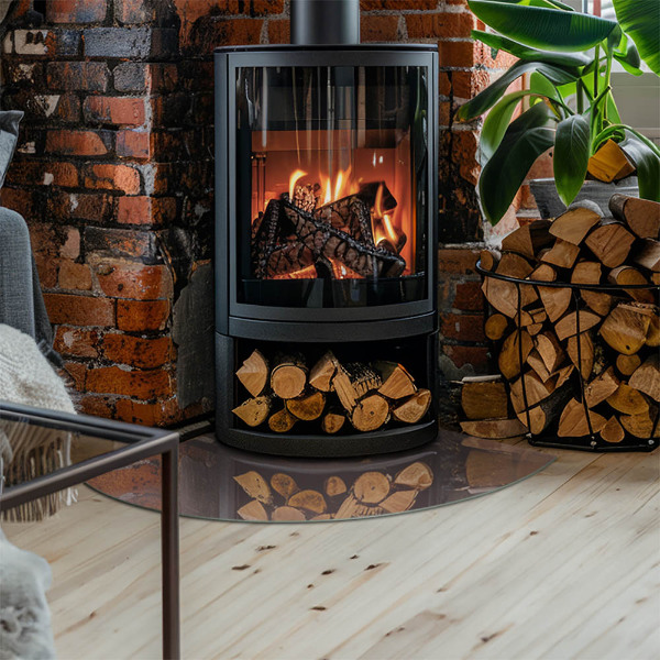 Szkło przed kominek ćwiartka Kolor Beżowy