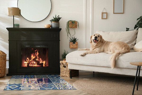 Placa protectora suelo estufa Diseños elegantes inspirados en la cerámica.