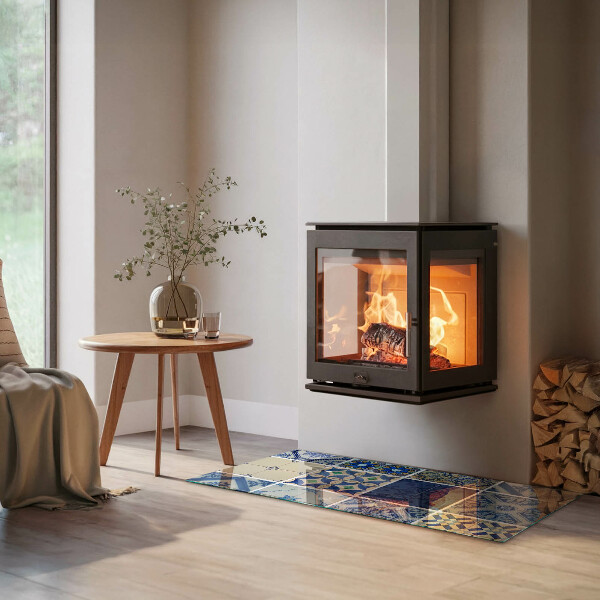 Placa protectora suelo estufa Diseños elegantes inspirados en la cerámica.