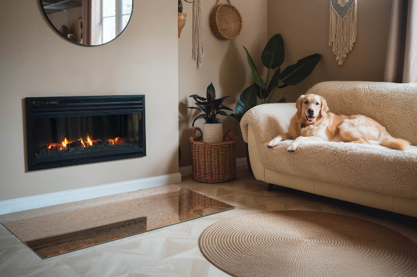 Placa de vidrio para chimenea Madera en estilo natural