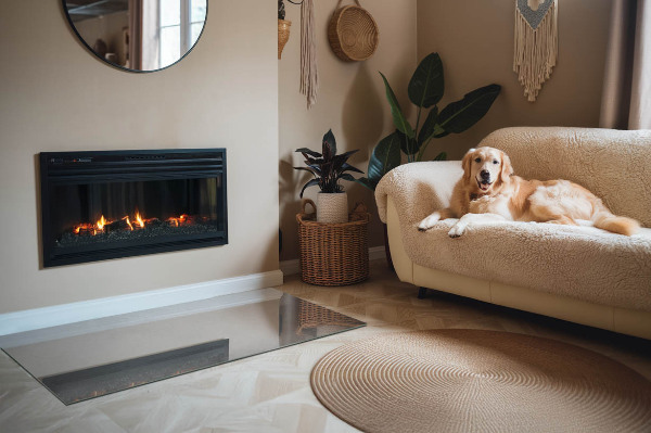 Placa de vidrio para chimenea Estilo con efecto hormigón