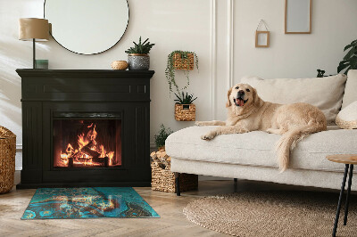 Placa protectora suelo estufa Un motivo expresivo con forma orgánica.