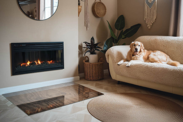 Placa protectora suelo estufa Madera en estilo natural