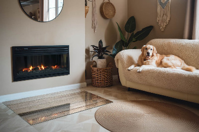 Protector suelo para estufa de leña Disposición de tablas con patrón natural.