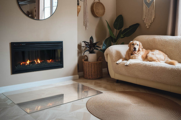 Szyba hartowana pod kominek Stylizacja z wzorem marmurowym