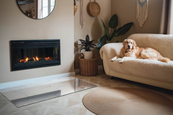 Placa protectora suelo estufa Patrón de mármol con vetas elegantes.