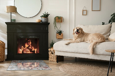 Szyba hartowana pod kominek Deseniowe kafle w stylu mozaiki