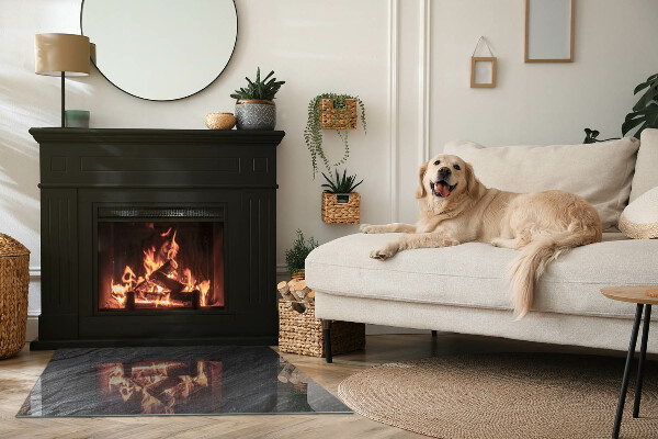 Placa de vidrio para chimenea Diseño con acabado de piedra