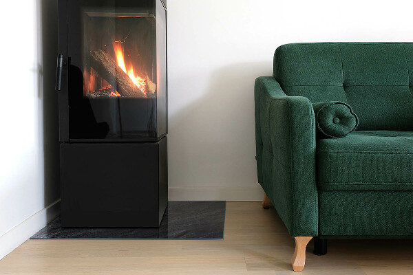 Placa de vidrio para chimenea Diseño con acabado de piedra