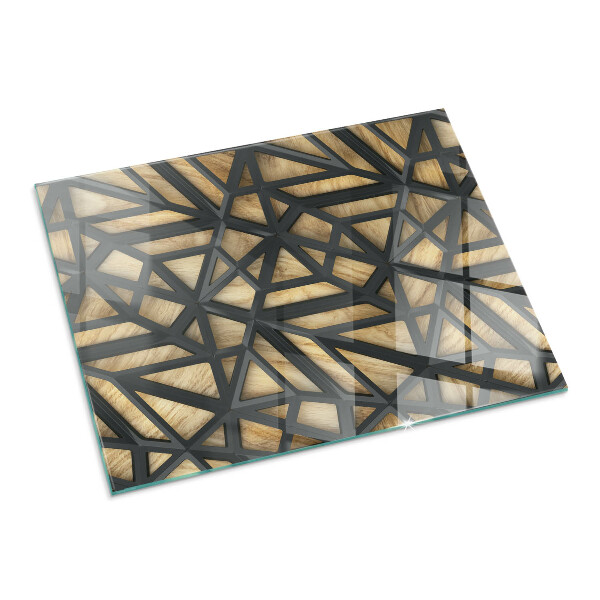 Placa protectora suelo estufa Patrones geométricos con fondo de madera.