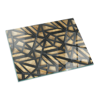 Placa protectora suelo estufa Patrones geométricos con fondo de madera.