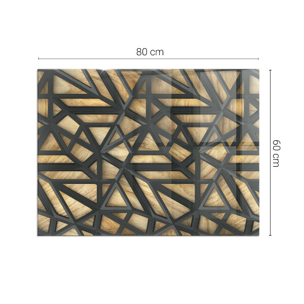 Placa protectora suelo estufa Patrones geométricos con fondo de madera.