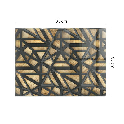 Placa protectora suelo estufa Patrones geométricos con fondo de madera.