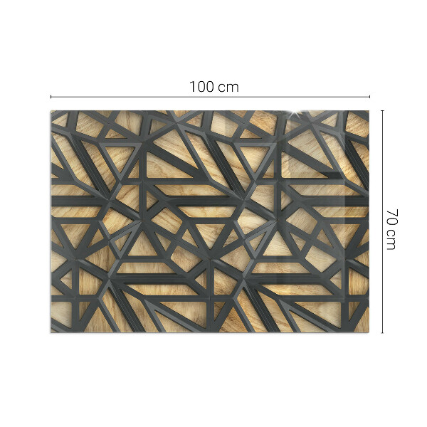 Placa protectora suelo estufa Patrones geométricos con fondo de madera.