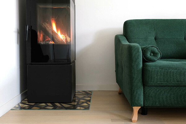 Podkładka pod kominek Geometryczne wzory z drewnianym tłem