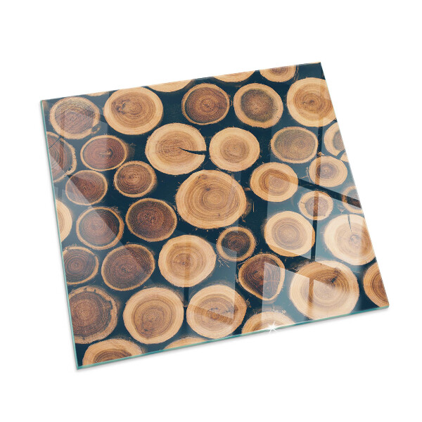 Protector suelo para estufa de leña Una caja con un motivo de madera dentada.