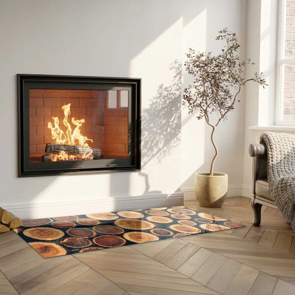 Protector suelo para estufa de leña Una caja con un motivo de madera dentada.