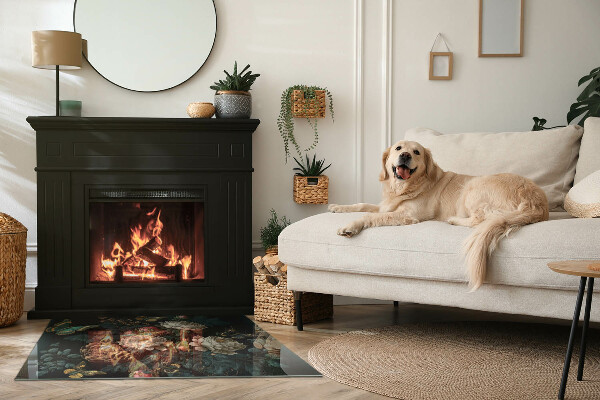 Szyba hartowana pod kominek Motyle na tle kwiatów