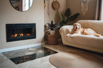 Szyba hartowana pod kominek Motyle na tle kwiatów