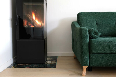 Placa de vidrio para chimenea Mariposas sobre un fondo de flores.