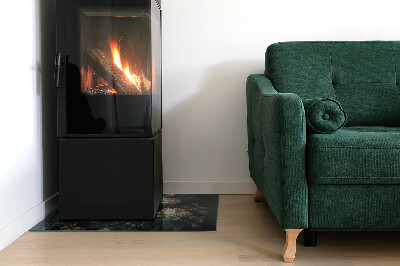 Placa de vidrio para chimenea Mariposas sobre un fondo de flores.