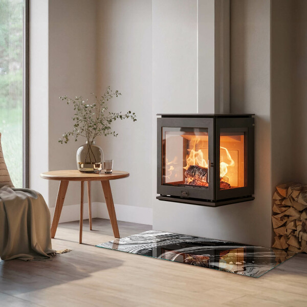 Placa protectora suelo estufa Líneas y ondas en una versión moderna.