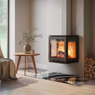 Placa protectora suelo estufa Líneas y ondas en una versión moderna.