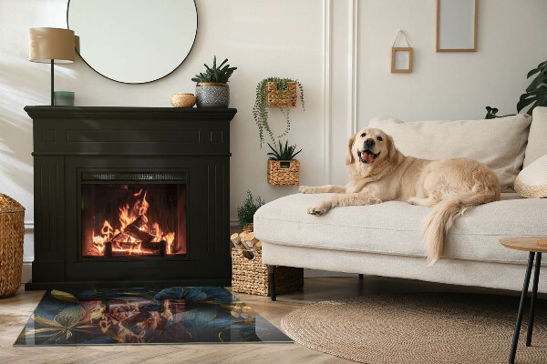 Protector suelo para estufa de leña Hojas elegantes en un patrón