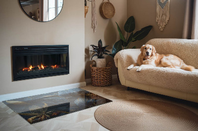 Protector suelo para estufa de leña Hojas elegantes en un patrón