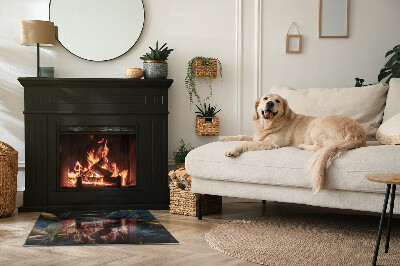 Protector suelo para estufa de leña Hojas elegantes en un patrón