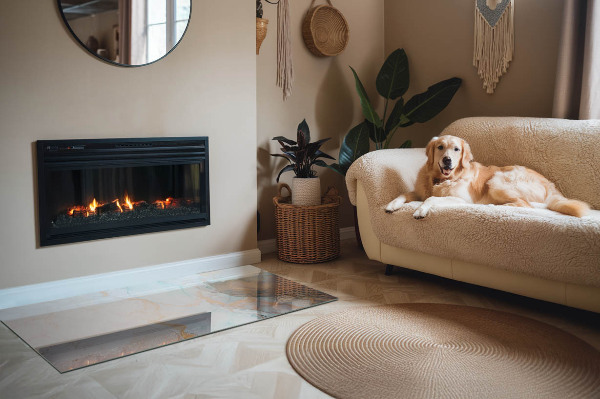 Placa de vidrio para chimenea Ondas de color abstractas