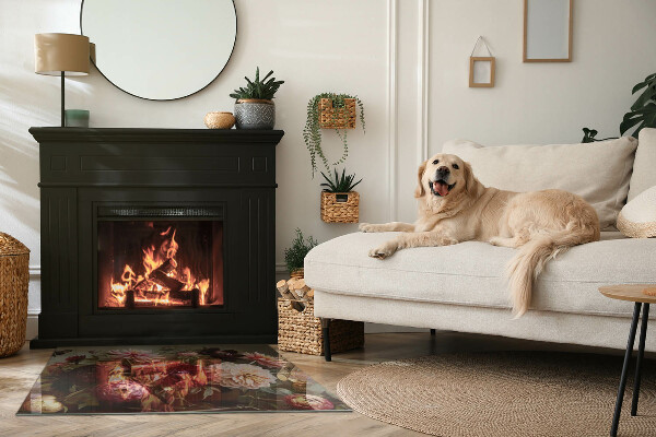 Placa protección suelo estufa Detalles de flores de colores