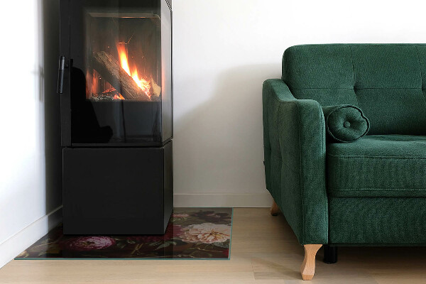 Placa protección suelo estufa Detalles de flores de colores