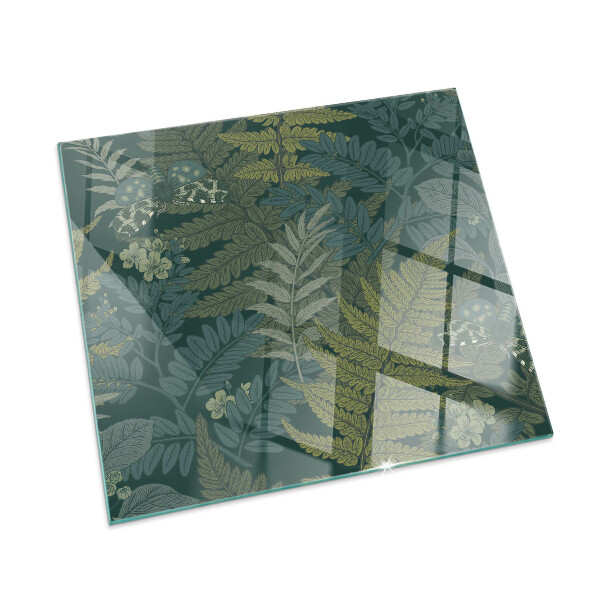 Protector suelo para estufa de leña Mariposas entre acentos vegetales.