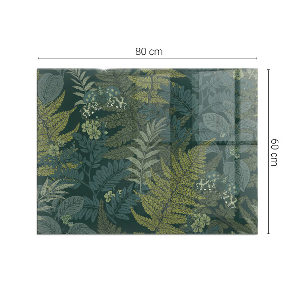 Protector suelo para estufa de leña Mariposas entre acentos vegetales.