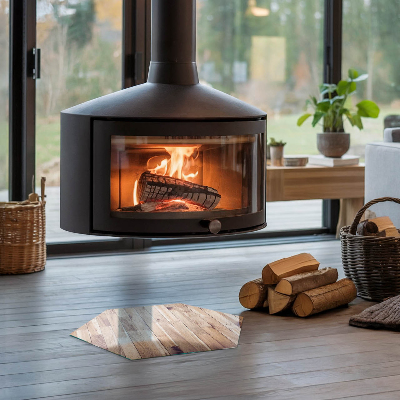 Protector de suelo para estufa hexagonal Patrón de madera en disposición geométrica