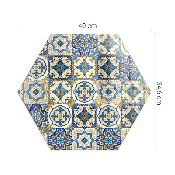Protector de suelo para estufas hexagonal Motivo de mosaico con acentos florales