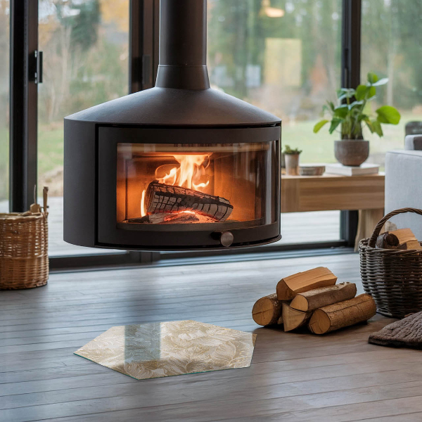 Protector de suelo para estufas hexagonal Patrones de hojas delicadas