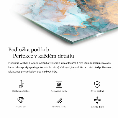 Sześciokątne szkło pod kominek Marmurowe żyły w eleganckim stylu