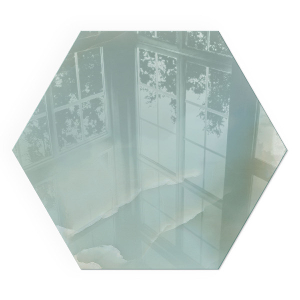 Protector suelo para estufa de leña hexagonal Motivo de mármol en tonos sutiles