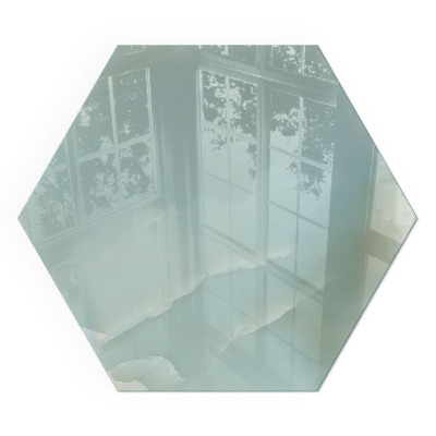 Protector suelo para estufa de leña hexagonal Motivo de mármol en tonos sutiles