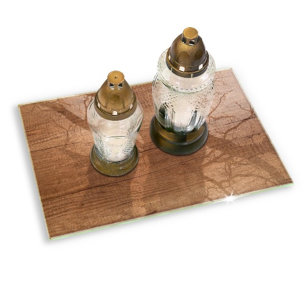 Posavaso de cristal para velas funerarias Textura de madera