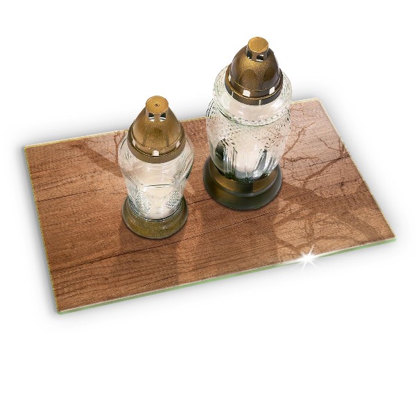 Posavaso de cristal para velas funerarias Textura de madera