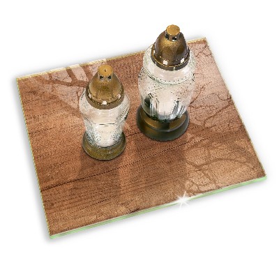Posavaso de cristal para velas funerarias Textura de madera