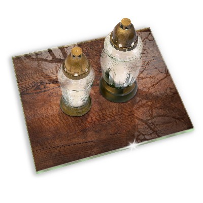 Posavaso de vidrio para velas Tablero de madera oscura